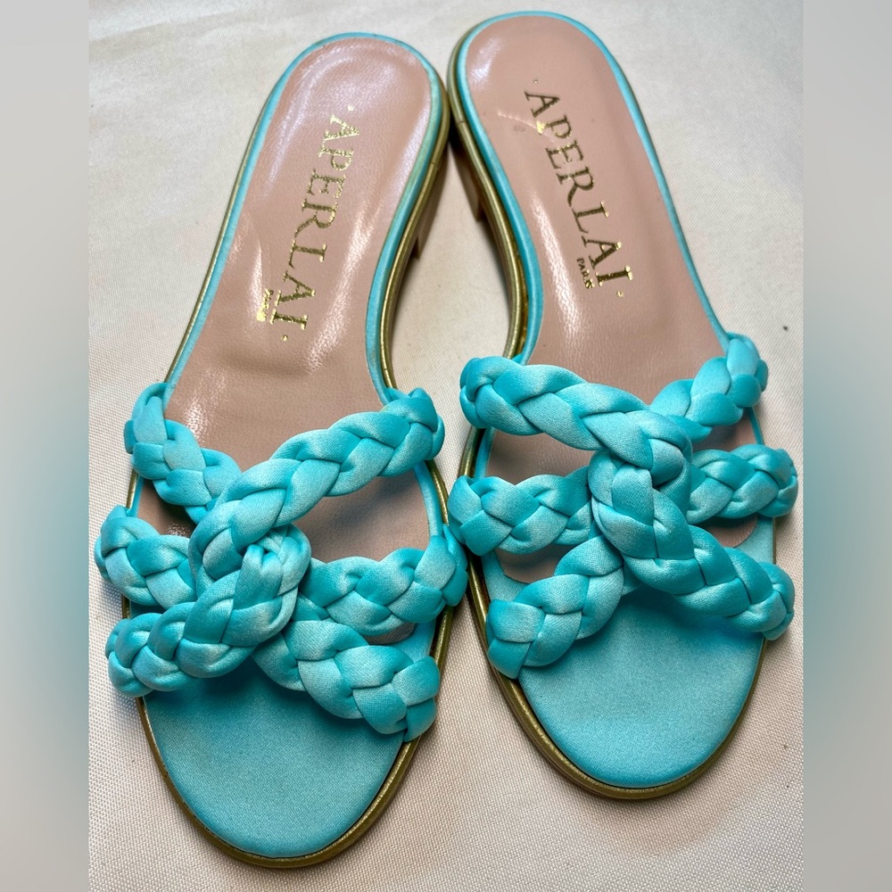 Aperlai Vero Cuoio Braided Flat Sandal